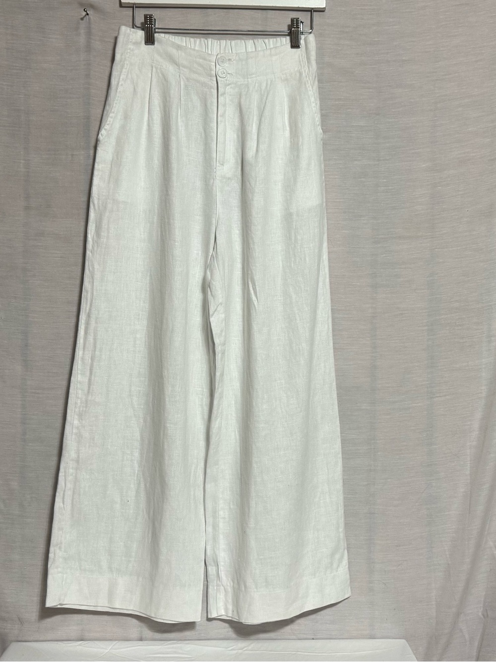 AnnaRae White Wide Leg Pants M Elastic Back Lightweight Resort Coastal